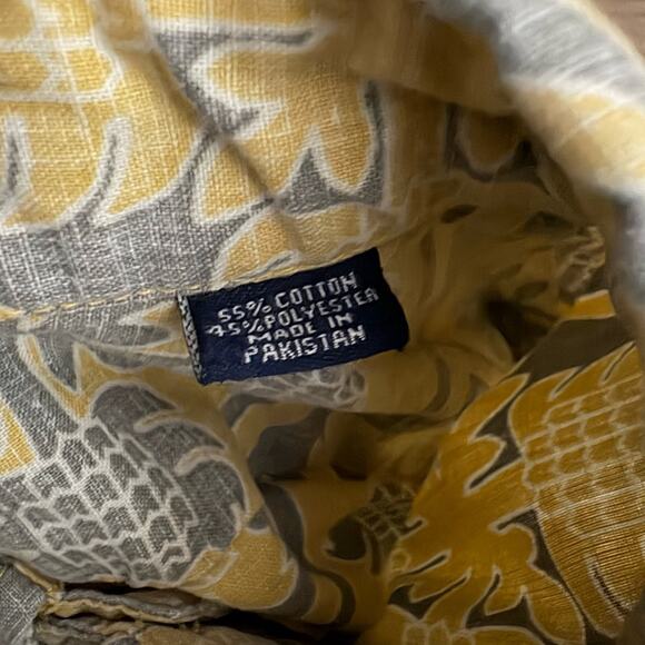Reyn Spooner Kloth Hawaiian Aloha Quilt Geometric Popover Shirt XXL Yellow Grey - Picture 8 of 13